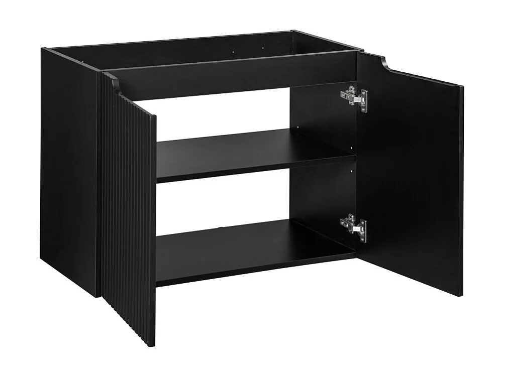 Meuble sous vasque de salle de bain VANO – 2 portes – Noir mat – L80 × P39 × H57 cm – À suspendre