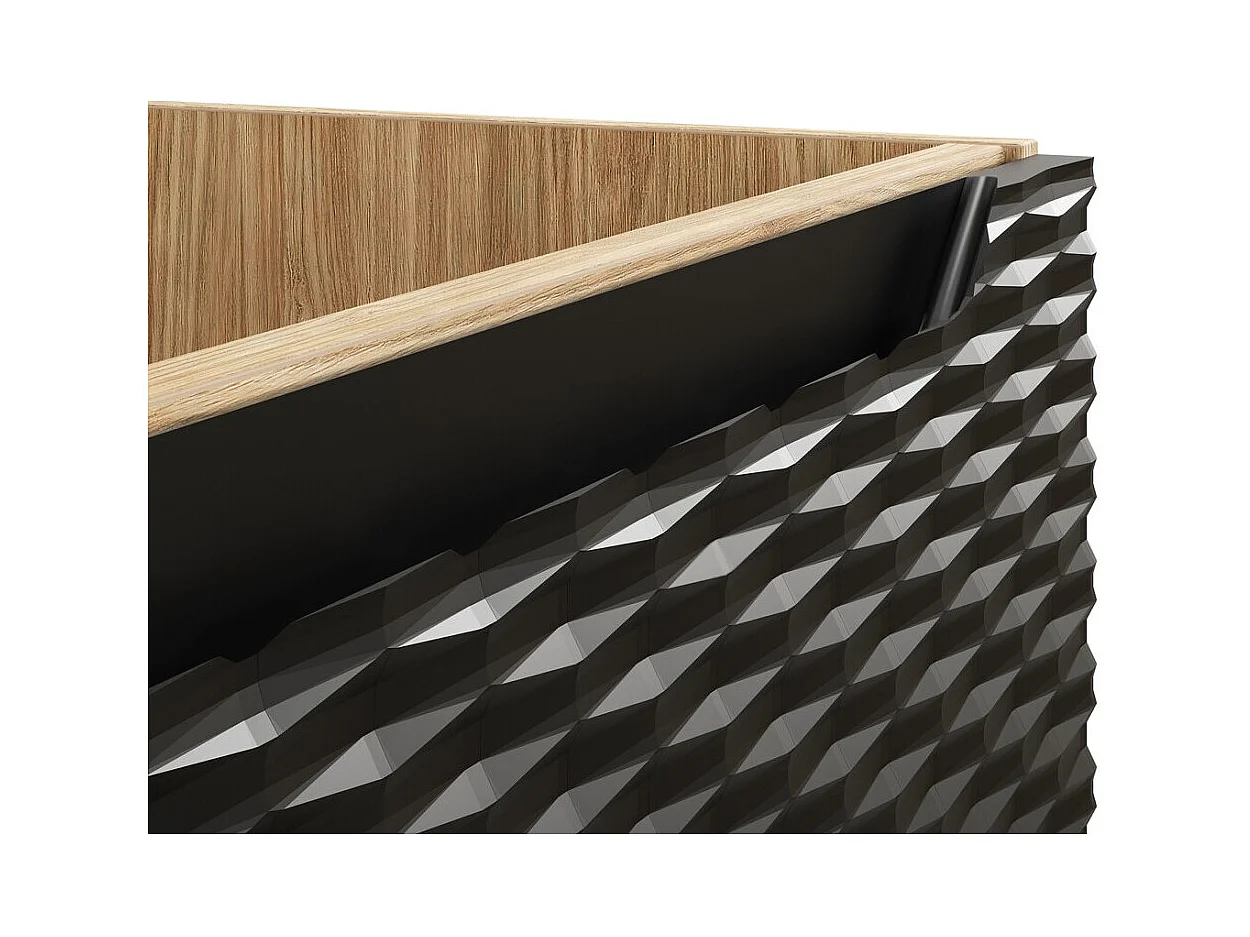 Meubel onder wastafel YOKA – 2 laden – Licht eiken en zwart – B80 × D46 × H57 cm – Om op te hangen