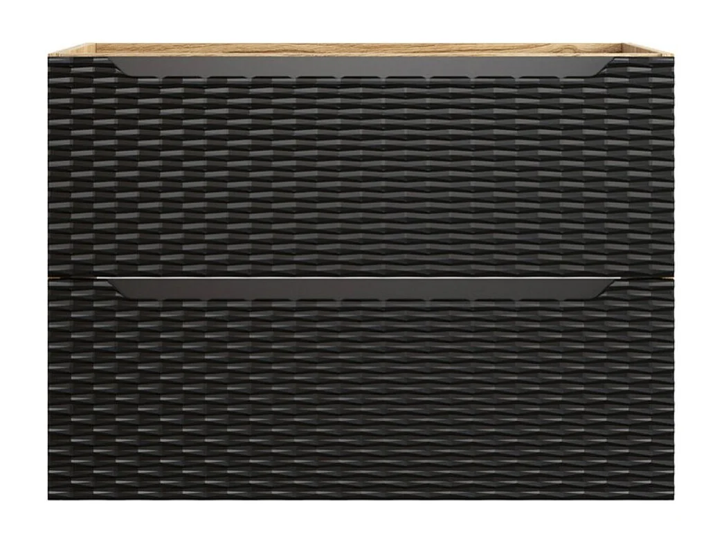 Meubel onder wastafel YOKA – 2 laden – Licht eiken en zwart – B80 × D46 × H57 cm – Om op te hangen