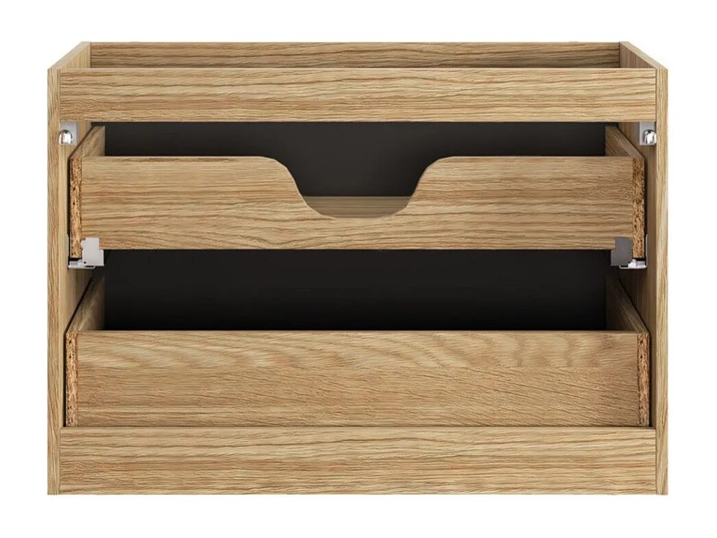 Meubel onder wastafel YOKA – 2 laden – Licht eiken en zwart – B80 × D46 × H57 cm – Om op te hangen