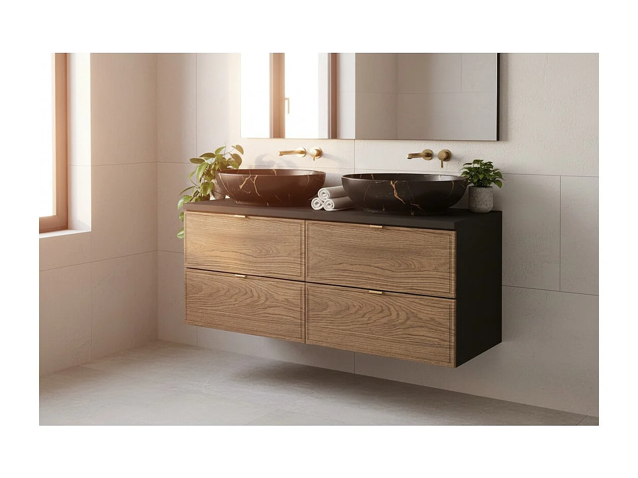 Ensemble de salle de bain SAVIA : meubles sous vasque 120cm + plan vasque