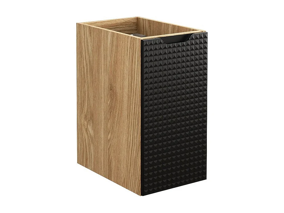 Meuble sous vasque VELNIA – 1 porte – 30 cm – Coloris chêne clair et noir – À suspendre