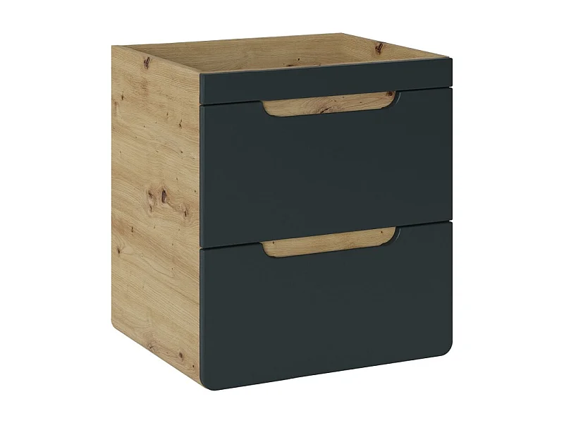 Mobile sottolavabo ERBANO – 50 cm – Colori rovere chiaro e grigio antracite – 2 porte – Da appendere