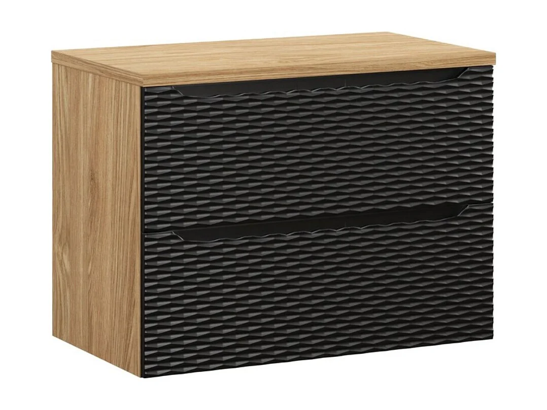 Ensemble de salle de bain YOKA noir : meuble sous vasque à tiroirs 80cm + plan vasque