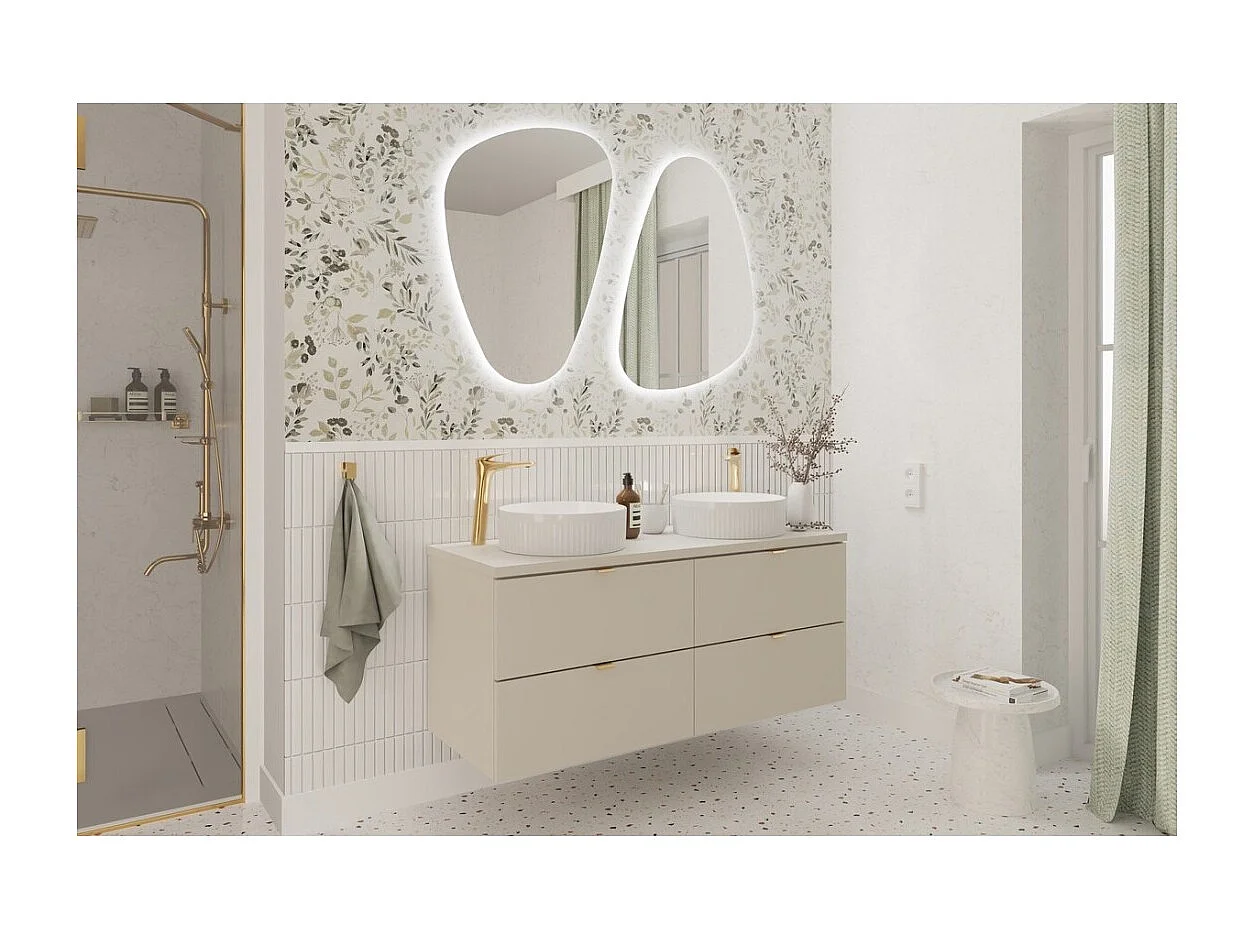 Ensemble de salle de bain BELLA : meubles sous vasque 120cm + plan pour vasque