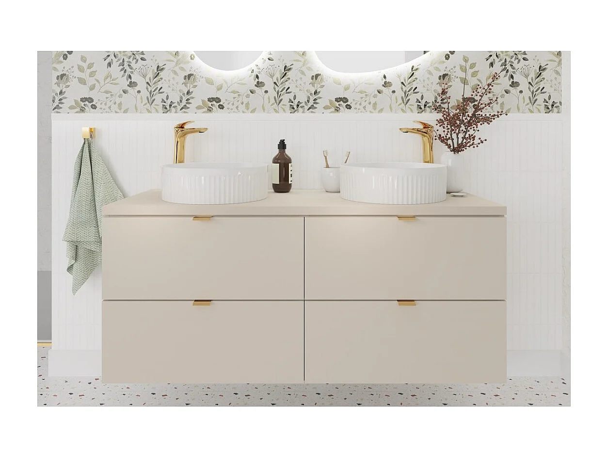 Ensemble de salle de bain BELLA : meubles sous vasque 120cm + plan pour vasque