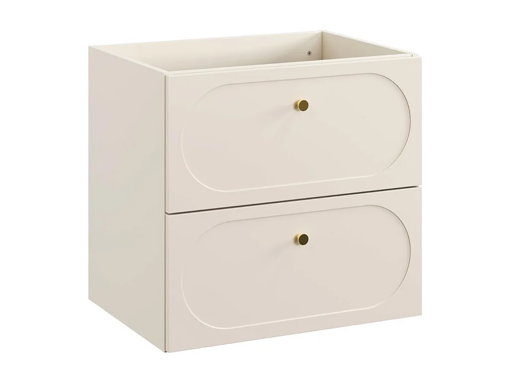 Meuble sous vasque TORNADO 60 cm – 2 tiroirs – Finition sable – Style contemporain