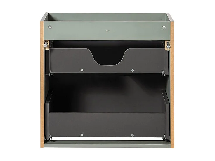 Meuble sous vasque ELVINA – 60 cm – 2 tiroirs – Vert sauge pastel – Meuble suspendu