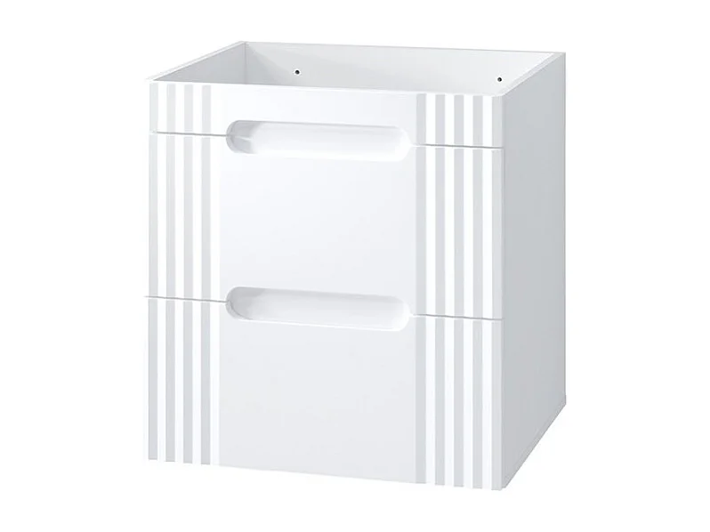 Meubel onder wastafel FIDJI 60 cm - Alpenwit glanzend - 2 laden - Muurbevestiging of op de vloer