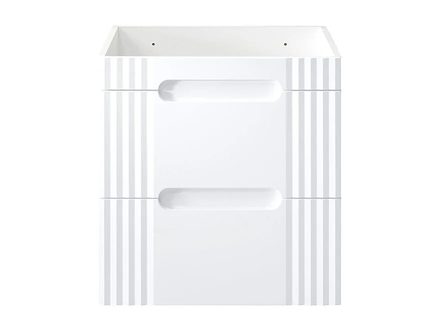 Meubel onder wastafel FIDJI 60 cm - Alpenwit glanzend - 2 laden - Muurbevestiging of op de vloer