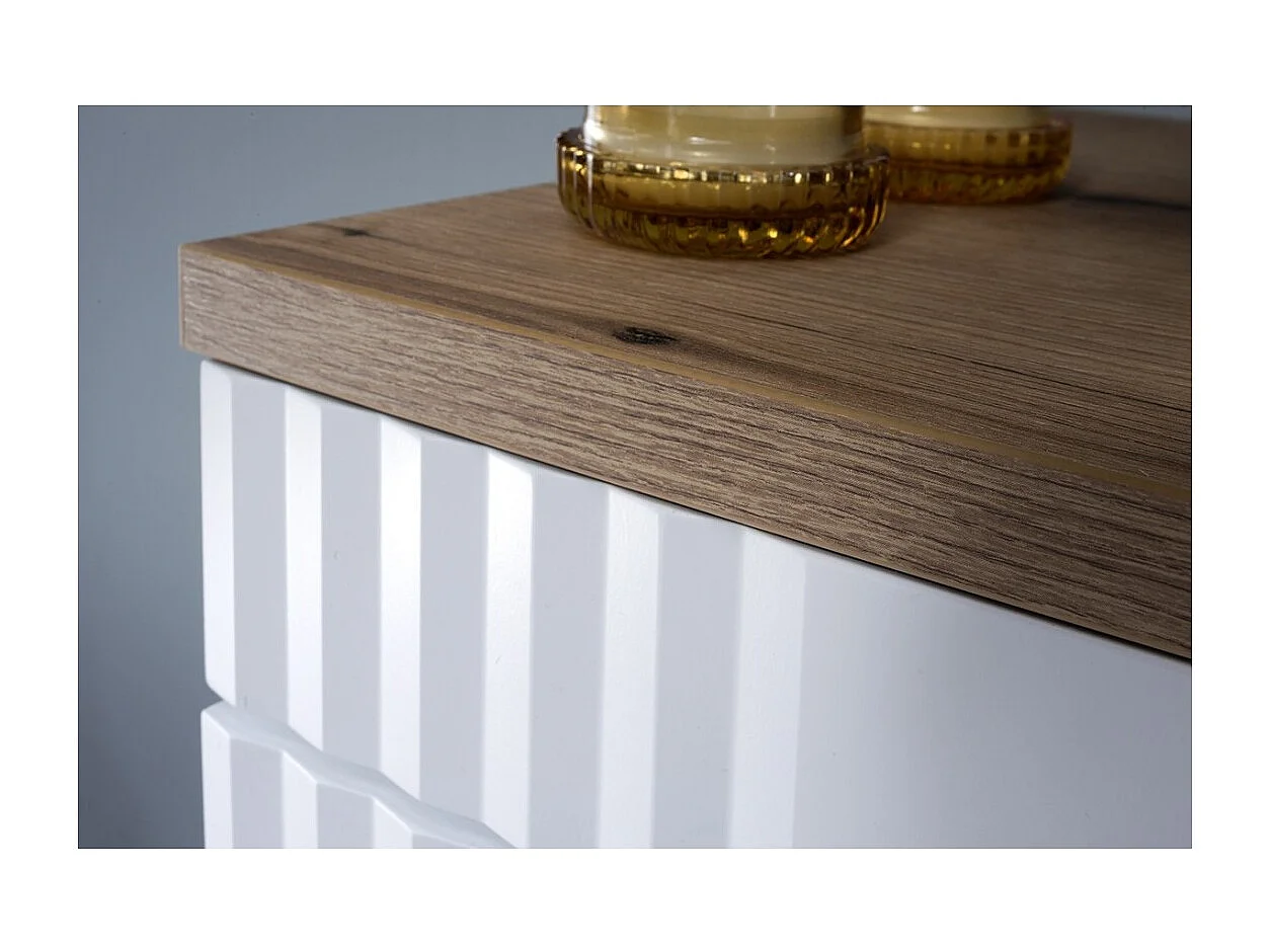 Meubel onder wastafel FIDJI 60 cm - Alpenwit glanzend - 2 laden - Muurbevestiging of op de vloer