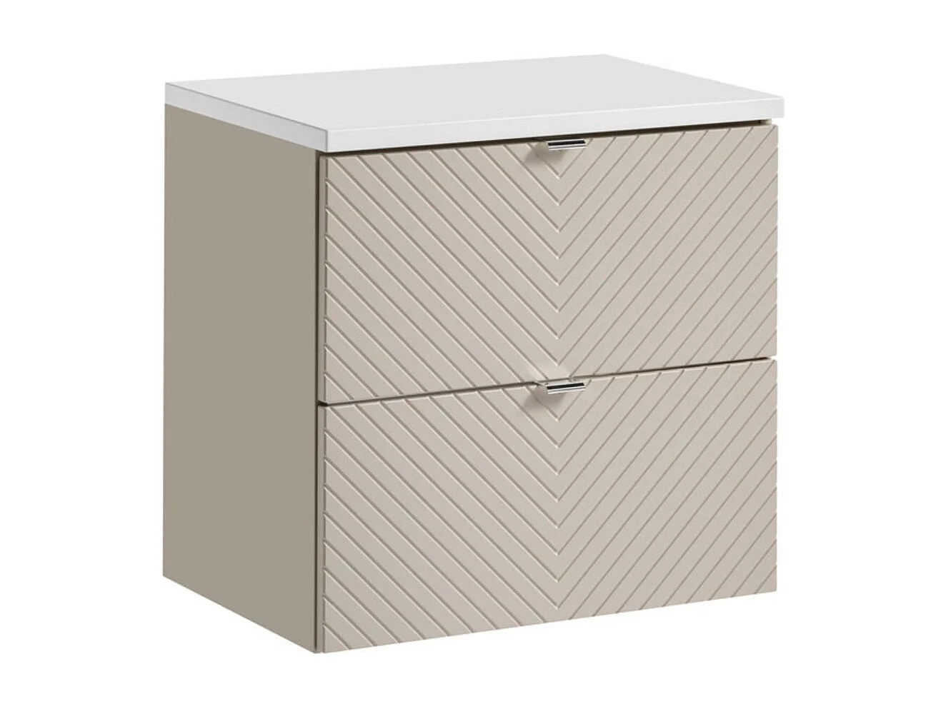 Ensemble de salle de bain AOKI : meuble sous vasque à tiroirs 60cm + plan vasque blanc