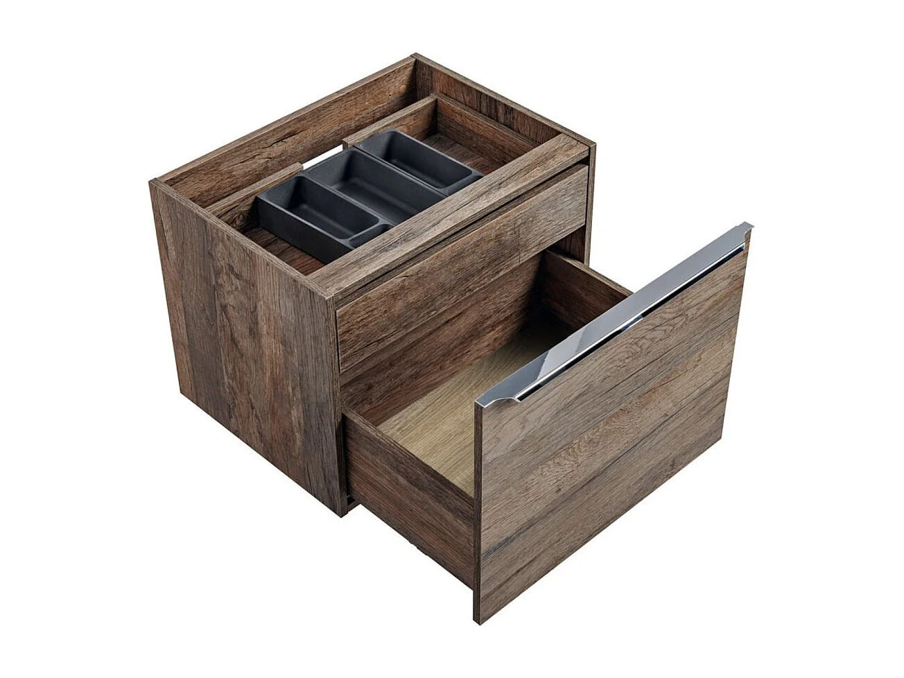 Mueble bajo lavabo VANTA roble oscuro 60 cm – Módulo suspendido con cajones