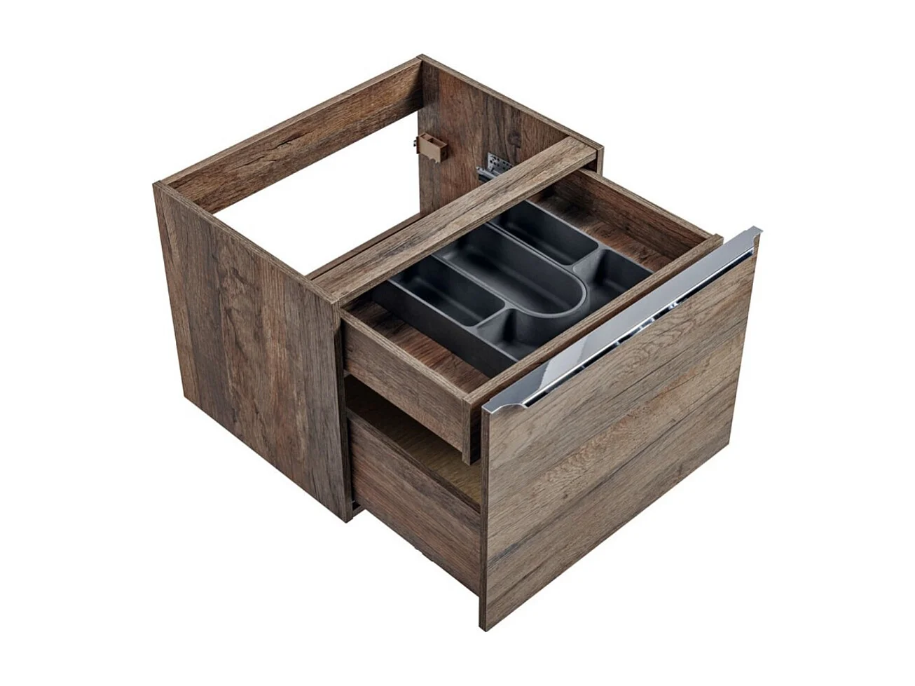 Mueble bajo lavabo VANTA roble oscuro 60 cm – Módulo suspendido con cajones