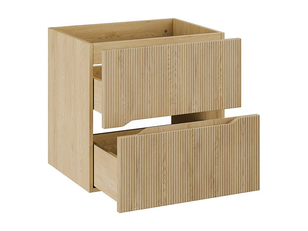 Meuble sous vasque NATURA – 2 tiroirs – Chêne clair – L60 × P45 × H57 cm – À suspendre
