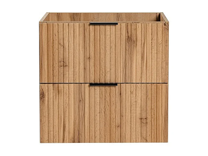 Meuble sous vasque NOXERA – 60 cm – 2 tiroirs – Coloris chêne wotan – Meuble suspendu moderne