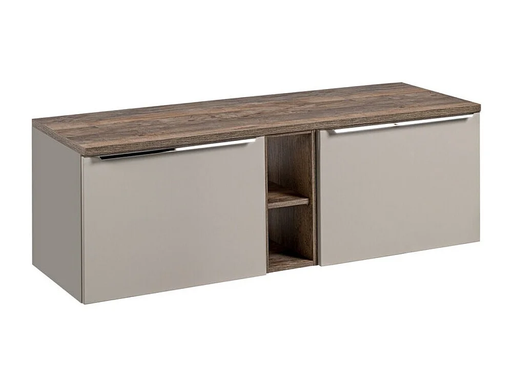 Ensemble de salle de bain VANTA taupe : meuble sous vasque 140cm + plan vasque