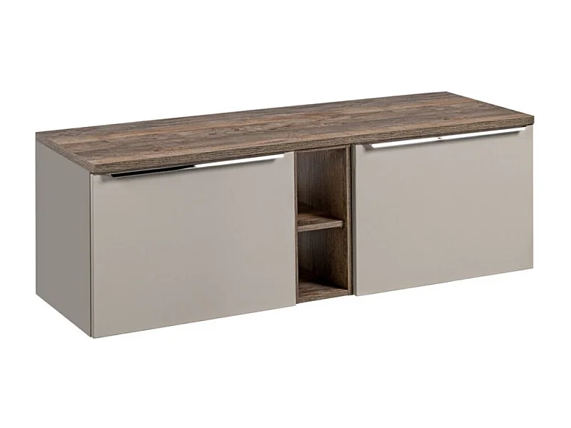 Ensemble de salle de bain VANTA taupe : meuble sous vasque 140cm + plan vasque