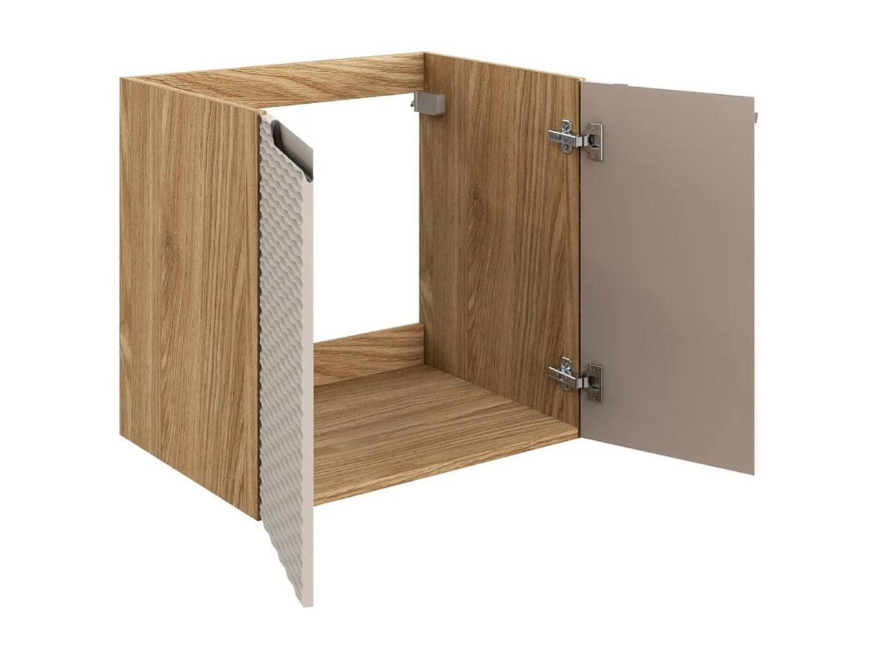 Mobile sotto lavabo YOKA – Beige e quercia chiara 60 cm
