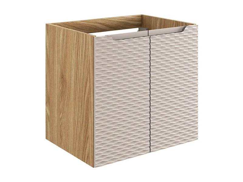 Mobile sotto lavabo YOKA – Beige e quercia chiara 60 cm