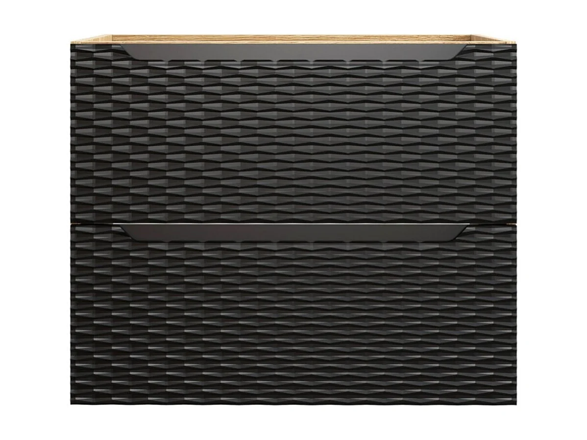 Meubel onder wastafel YOKA – 2 laden – Licht eiken en zwart – L70 × B46 × H57 cm – Om op te hangen