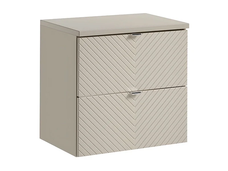 Ensemble de salle de bain AOKI : meuble sous vasque à tiroirs 60cm + plan vasque beige