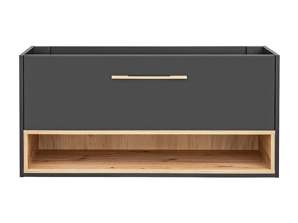 Mobile sottolavabo TALOKA – 120 cm – Grigio antracite e rovere chiaro – 2 cassetti – Da appendere