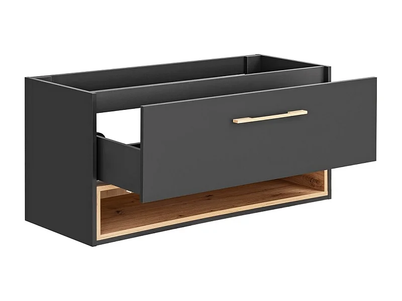 Mobile sottolavabo TALOKA – 120 cm – Grigio antracite e rovere chiaro – 2 cassetti – Da appendere