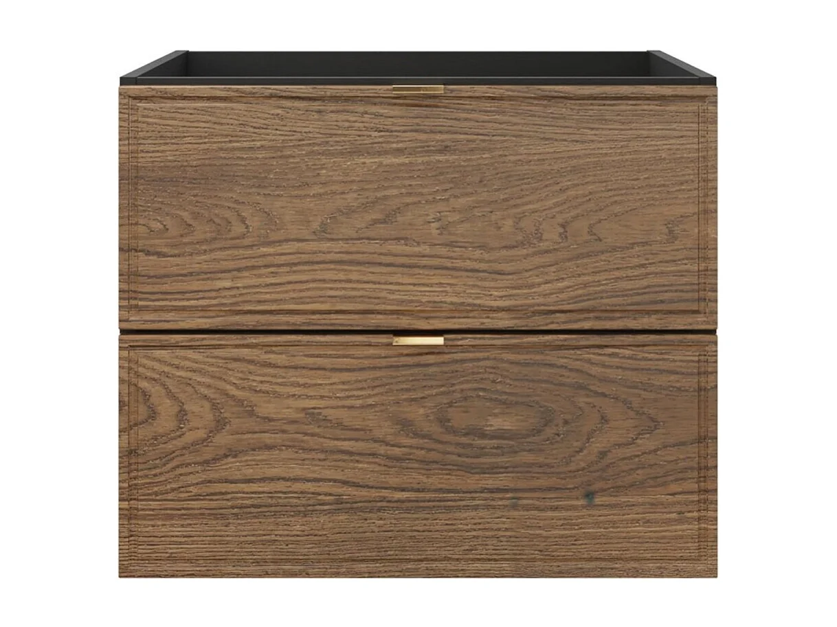 Meuble sous vasque SAVIA 60 cm marron et noir – 2 tiroirs – suspendus