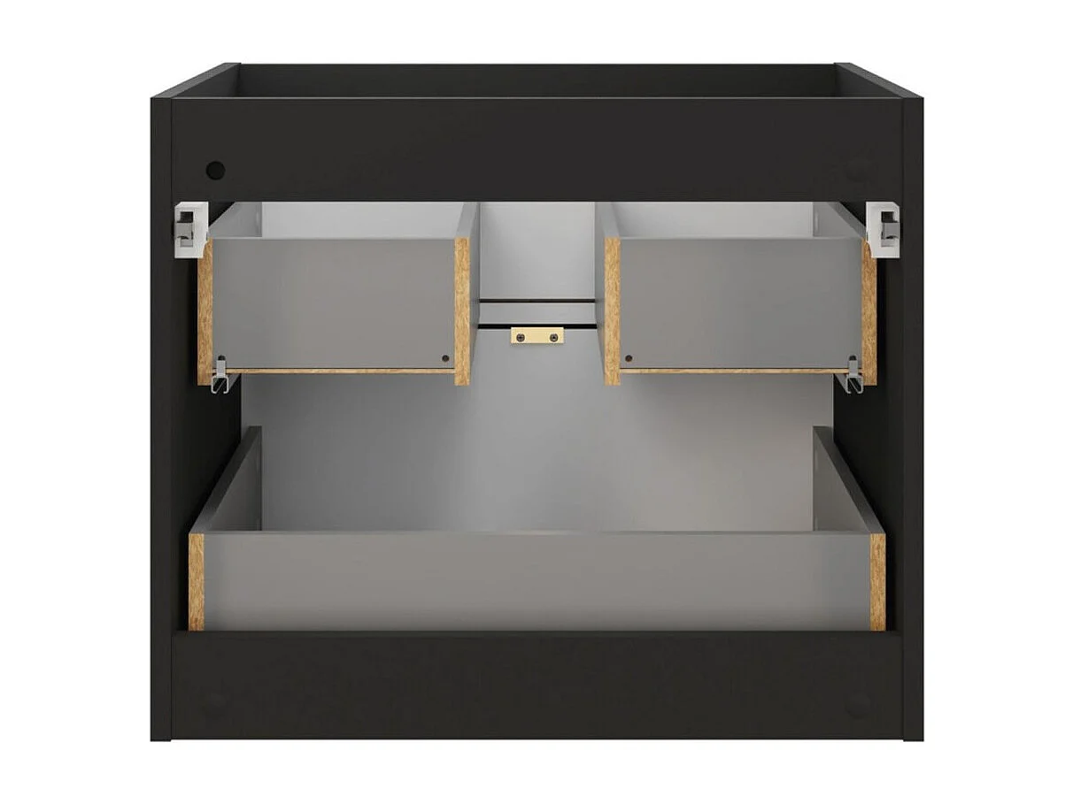 Meuble sous vasque SAVIA 60 cm marron et noir – 2 tiroirs – suspendus