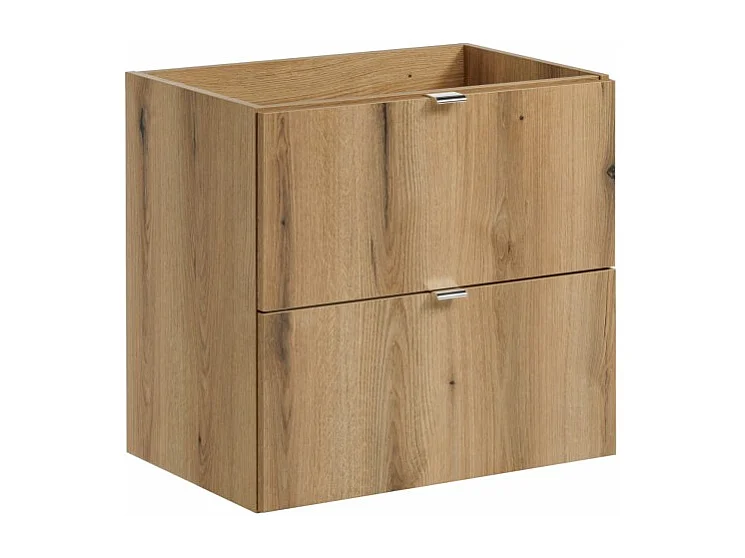 Meuble sous vasque VANO – 2 tiroirs – Coloris chêne – L60 × P57 × H39 cm – À suspendre