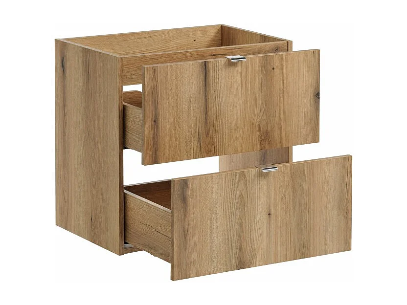 Meuble sous vasque VANO – 2 tiroirs – Coloris chêne – L60 × P57 × H39 cm – À suspendre