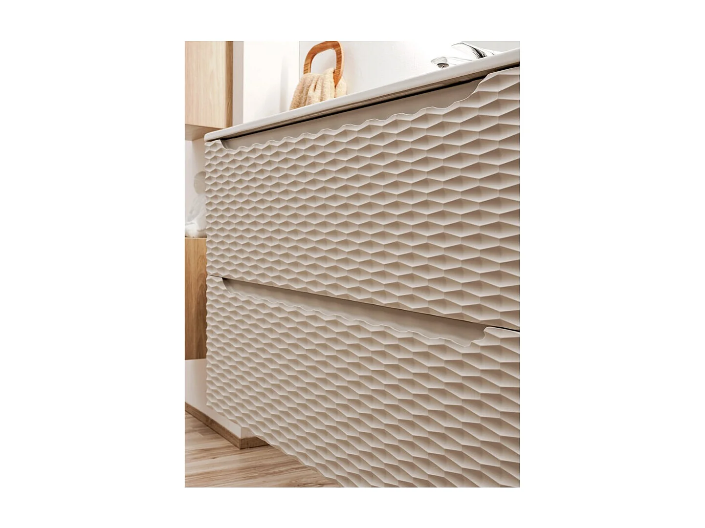 Mobile sottolavabo YOKA – Beige e rovere chiaro 70 cm