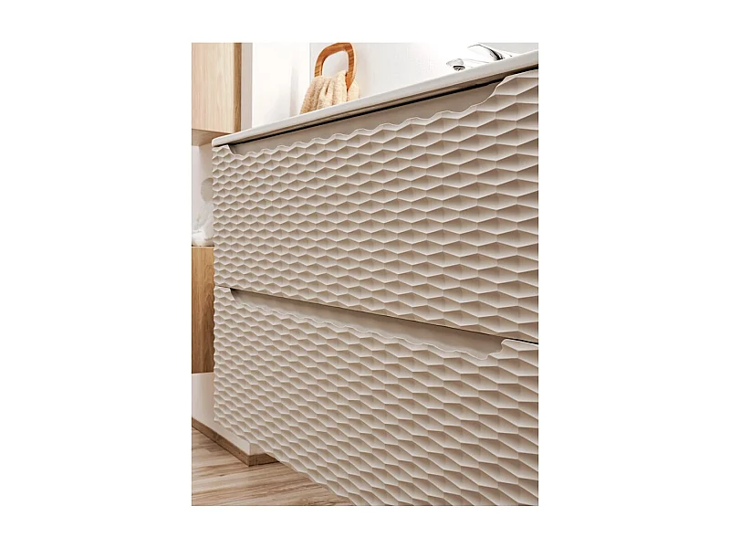 Mobile sottolavabo YOKA – Beige e rovere chiaro 70 cm