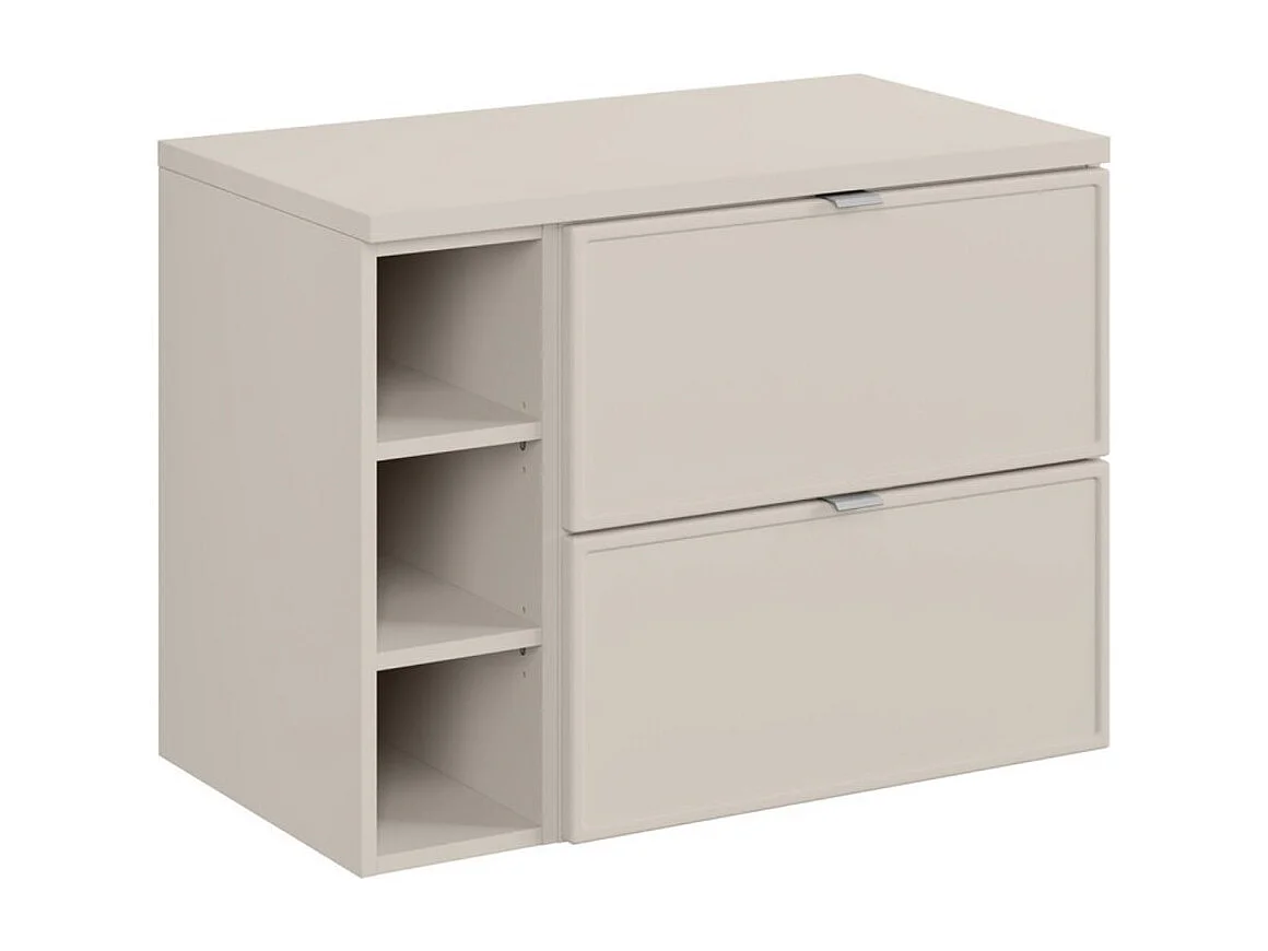 Ensemble de salle de bain BRAZZA : meubles sous vasque à tiroirs 80cm avec niches visibles + plan pour vasque