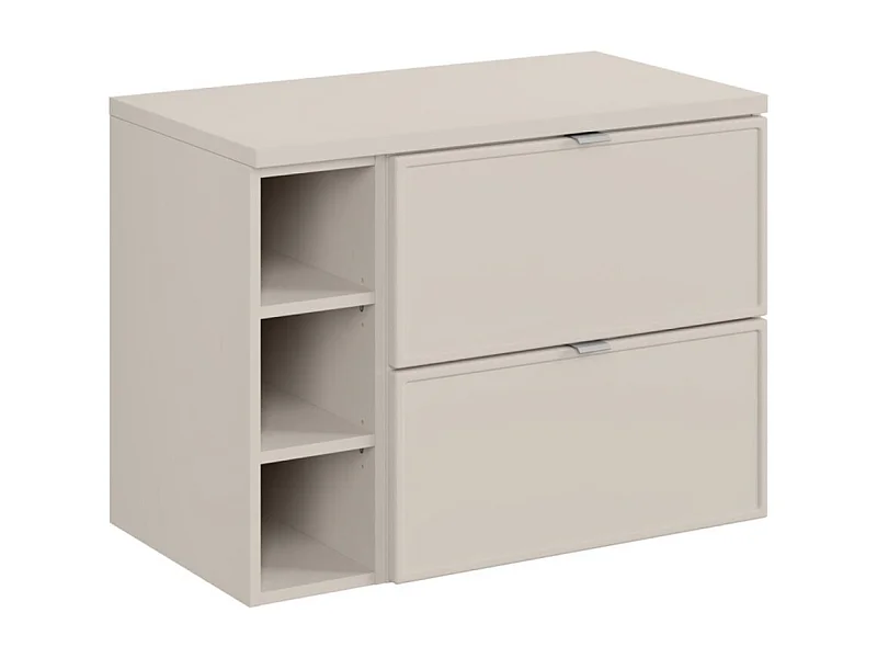 Ensemble de salle de bain BRAZZA : meubles sous vasque à tiroirs 80cm avec niches visibles + plan pour vasque