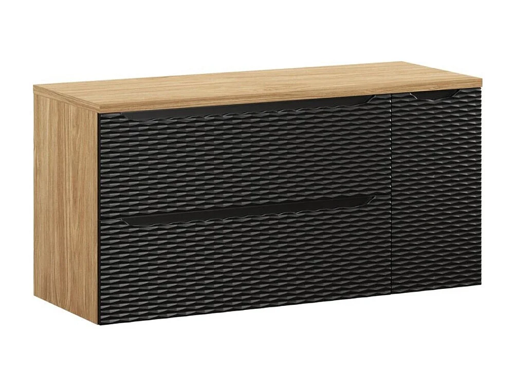 Ensemble de salle de bain YOKA noir : meuble sous vasque à tiroirs et placard 120 cm + plan vasque