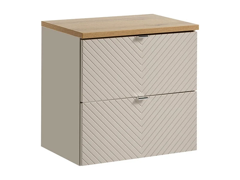 Conjunto para baño AOKI: mueble bajo lavabo con cajones 60cm + encimera con aspecto de madera