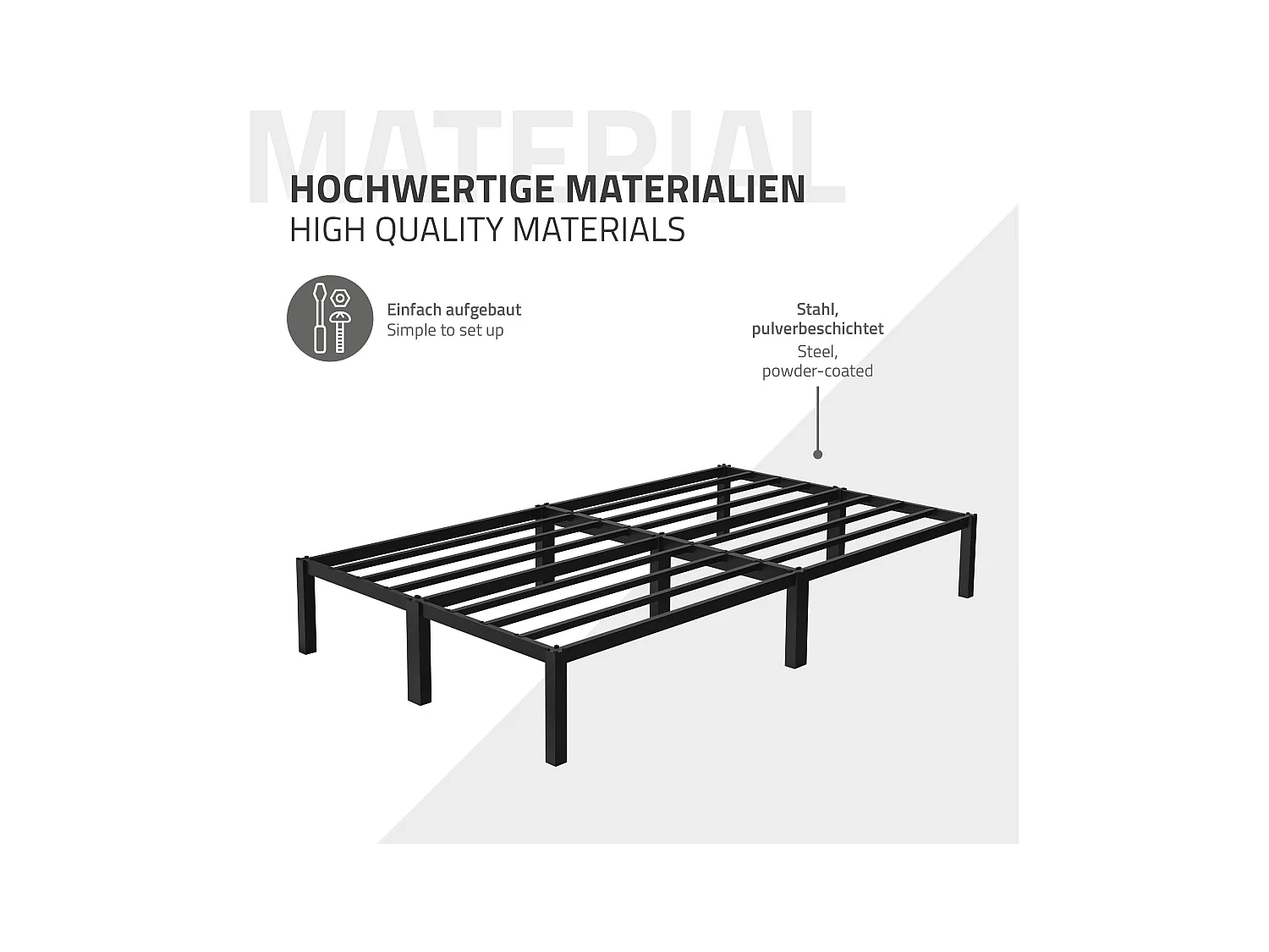 Cadre de lit en acier sommier à lattes noir moderne 120x200 cm ML-DESIGN
