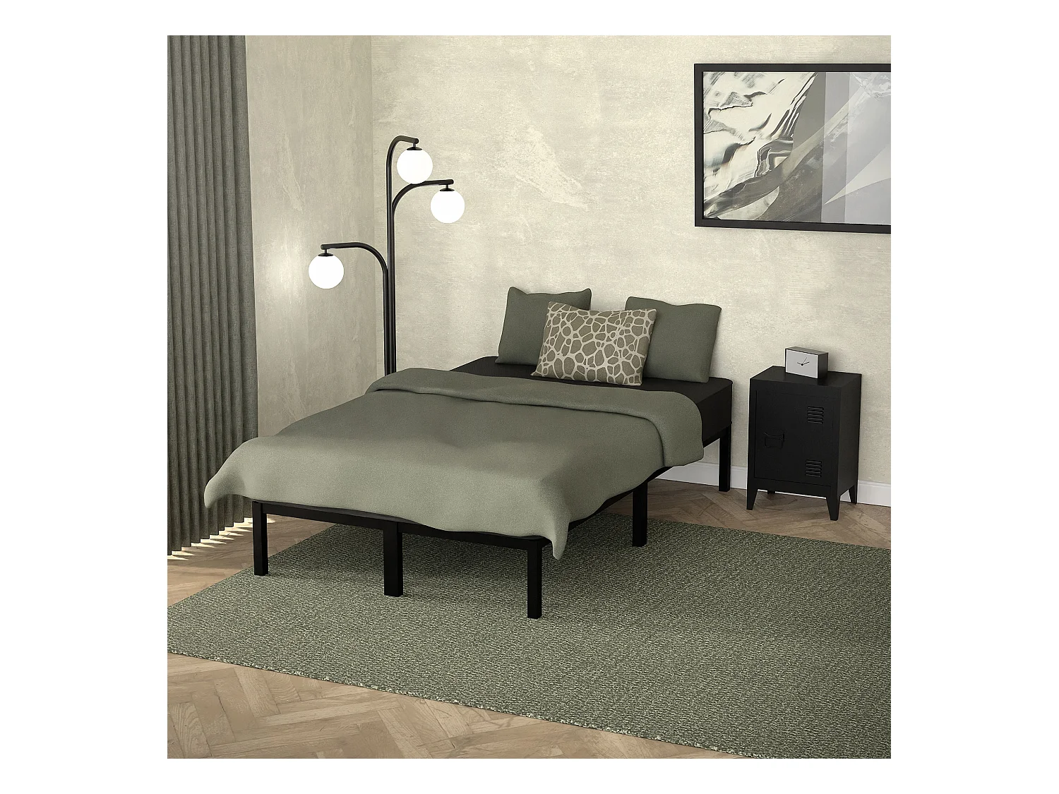 Cadre de lit en acier sommier à lattes noir moderne 120x200 cm ML-DESIGN