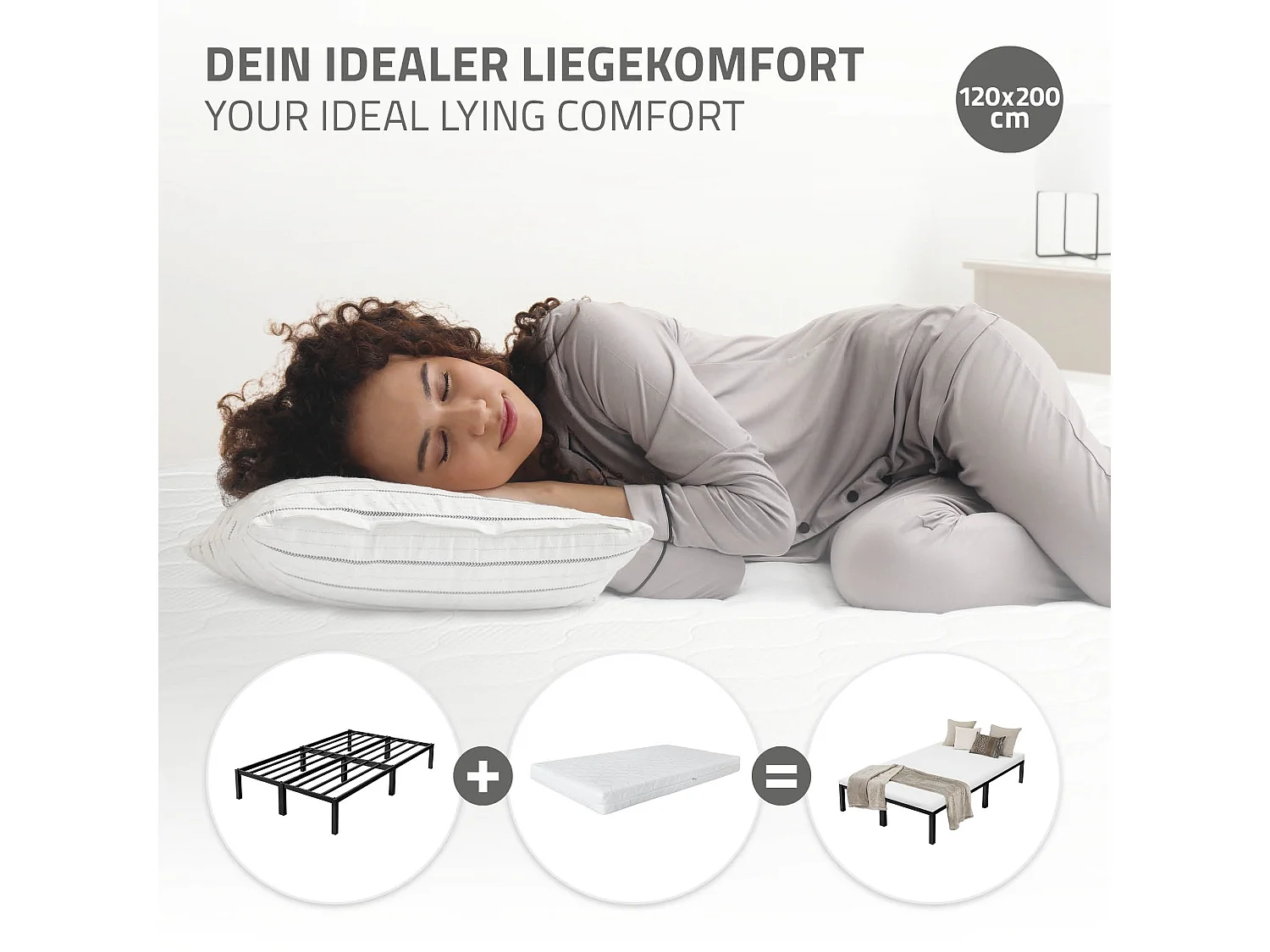 Rete a doghe in acciaio nero camera da letto moderna 120x200 cm ML-DESIGN