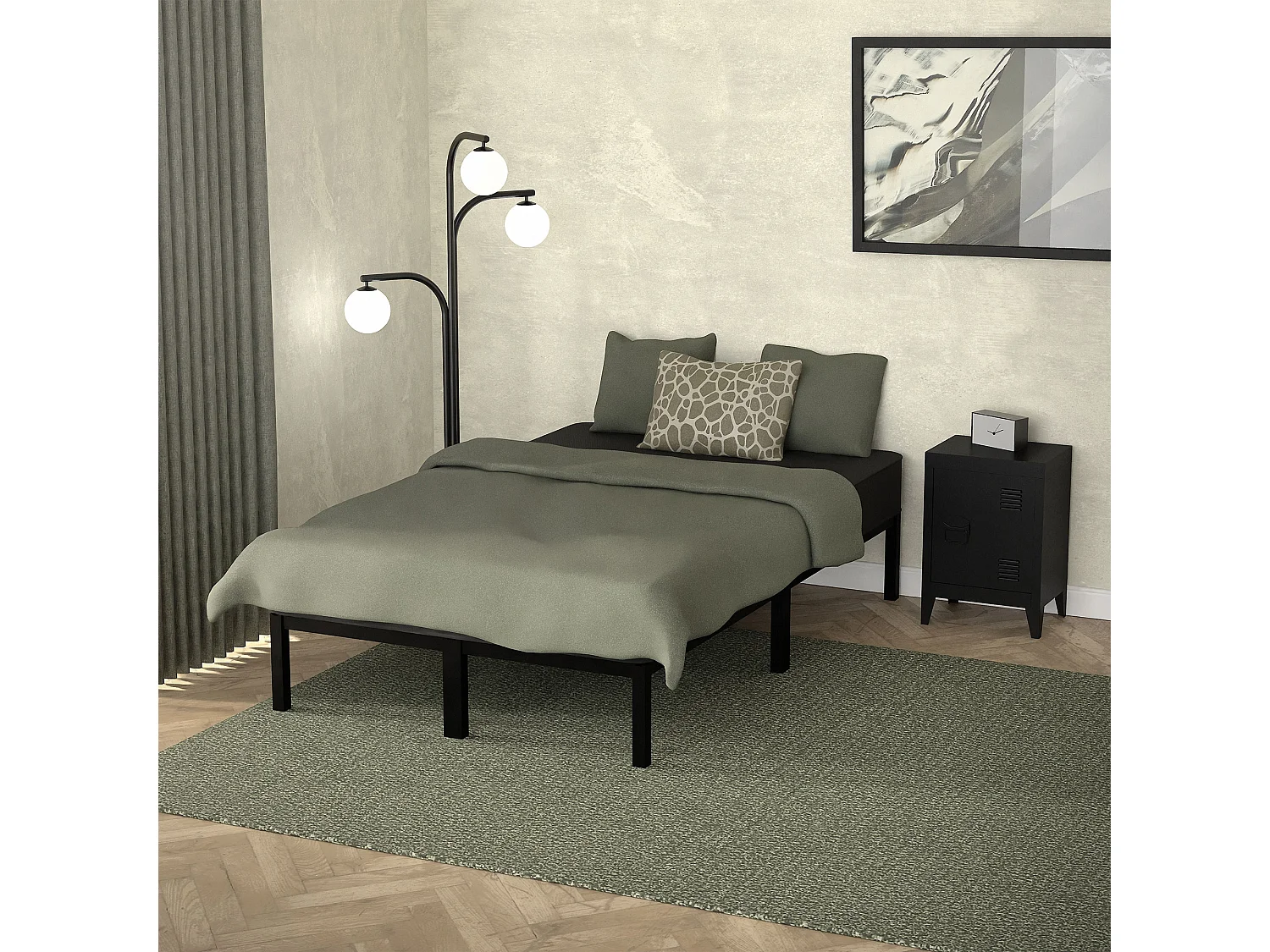 Rete a doghe in acciaio nero camera da letto moderna 120x200 cm ML-DESIGN