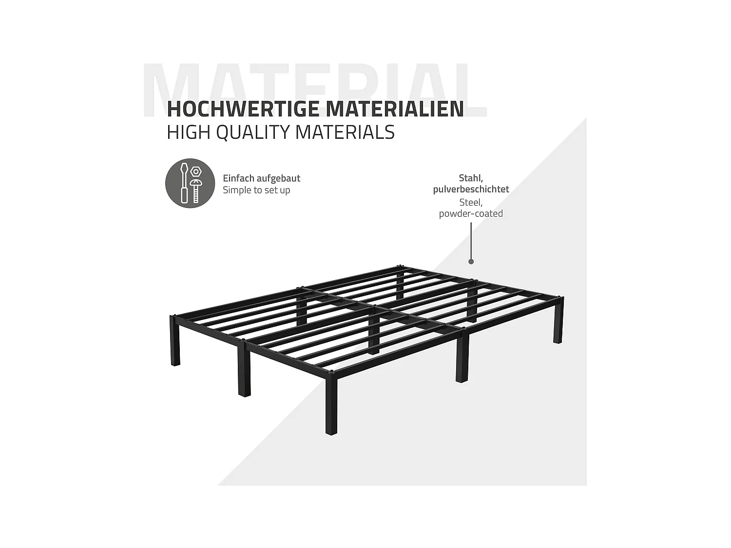 Cadre de lit en acier sommier à lattes noir moderne 140x200 cm ML-DESIGN