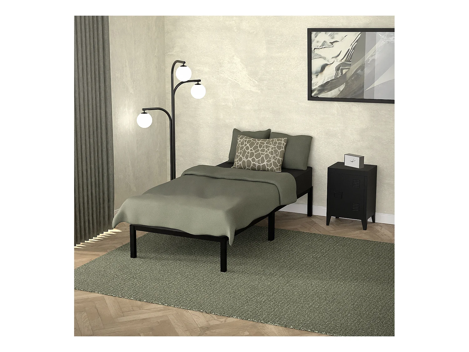 Rete in acciaio a doghe nera per camera da letto moderna 90x200 cm ML-DESIGN