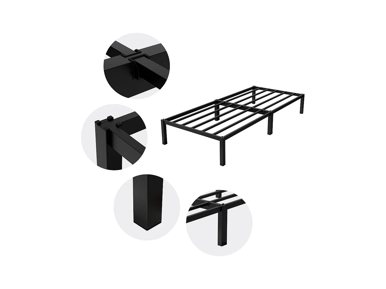 Rete in acciaio a doghe nera per camera da letto moderna 90x200 cm ML-DESIGN