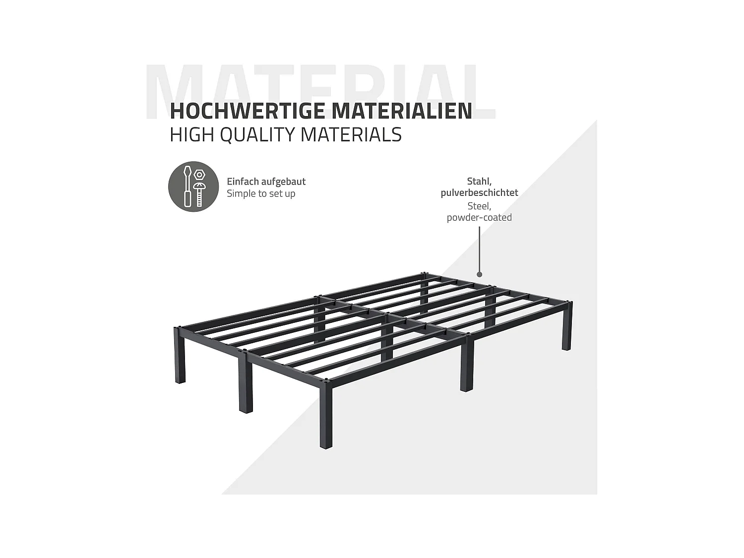 Cadre de lit en acier sommier à lattes anthracite 120 x 200 cm ML-DESIGN