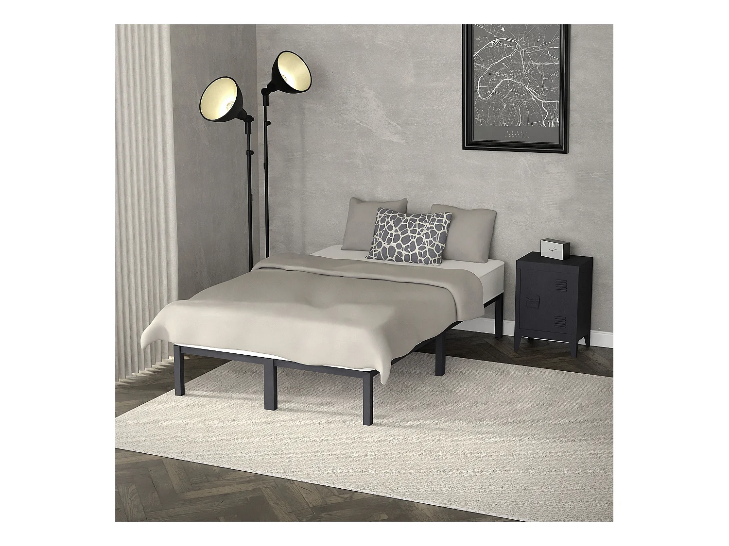 Cadre de lit en acier sommier à lattes anthracite 120 x 200 cm ML-DESIGN