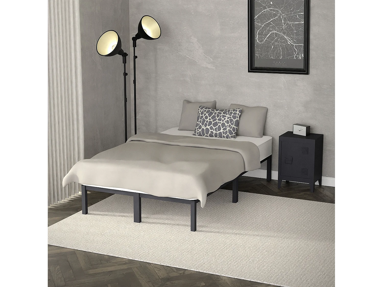 Cadre de lit en acier sommier à lattes anthracite 120 x 200 cm ML-DESIGN