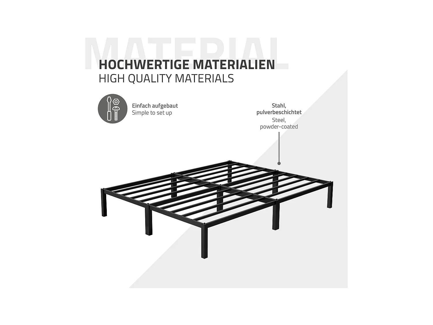 Struttura letto in acciaio nero rete a doghe camera da letto moderna ML-DESIGN