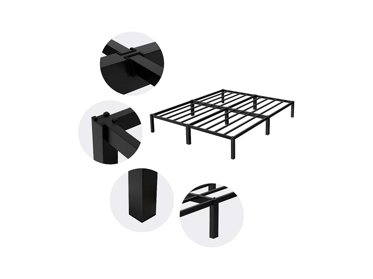 Struttura letto in acciaio nero rete a doghe camera da letto moderna ML-DESIGN